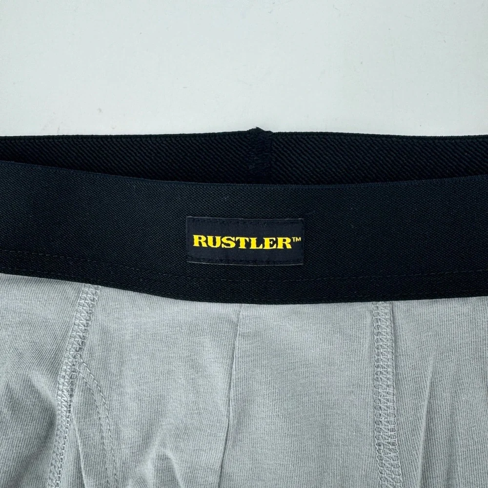 Rustler Wrangler Mens Boxer Briefs Grey Cotton Spandex L 36 38 Comfort Waistband